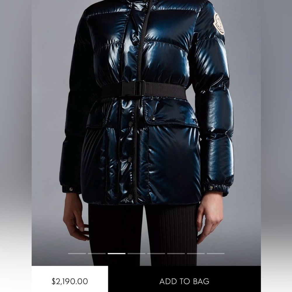 Moncler Herault belted puffer jacket in Electric Blue